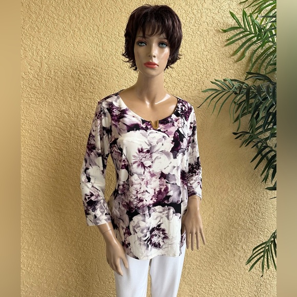 Calvin Klein plum purple floral print top - Picture 1 of 10